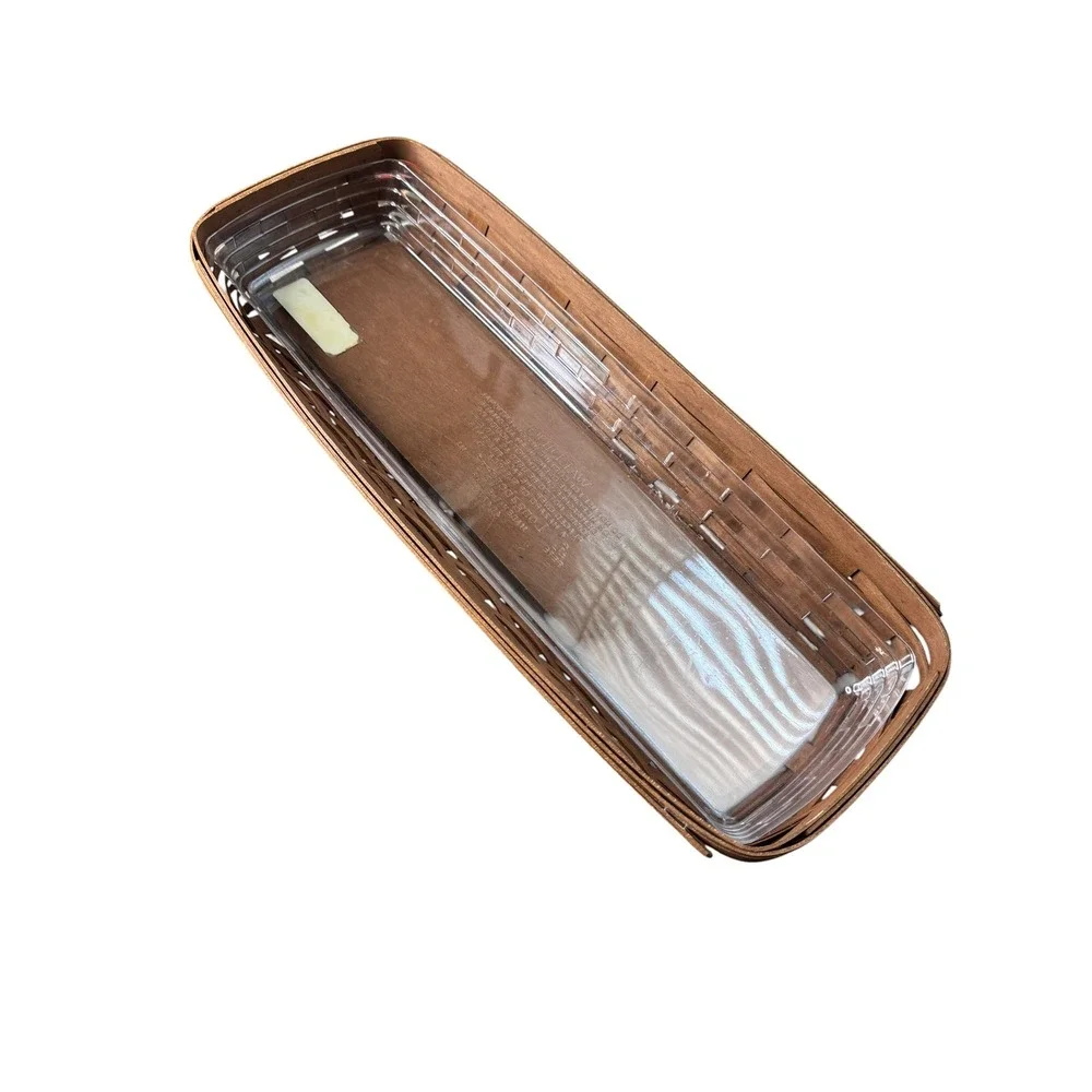 Longaberger 2007 Rectangular Handmade Basket with Plastic Liner Brown Woven Wood